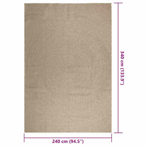 vidaXL Tappeto ZIZUR Beige 240x340 cm Aspetto Iuta Interni ed Esterni