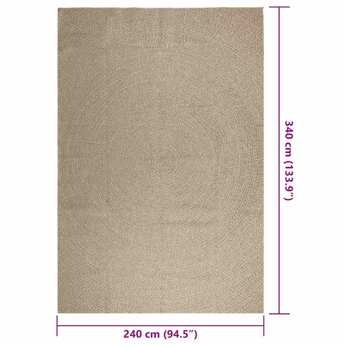 Tappeto ZIZUR Beige 240x340 cm Aspetto Iuta Interni ed Esterni 4010413