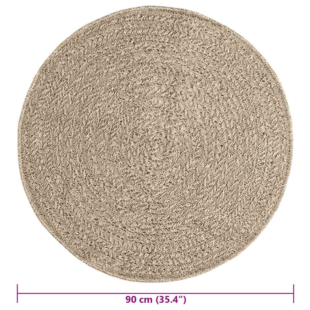 Tappeto ZIZUR Beige Ø 90 cm Aspetto Iuta per Interni ed Esterni 4010414