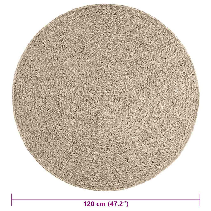 Tappeto ZIZUR Beige Ø 120cm Aspetto Iuta per Interni ed Esterni 4010415