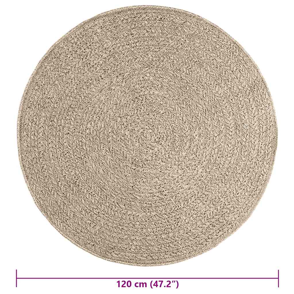 vidaXL Tappeto ZIZUR Beige Ø 120cm Aspetto Iuta per Interni ed Esterni