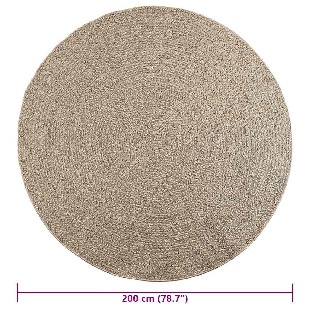 Tappeto ZIZUR Beige Ø 200cm Aspetto Iuta per Interni ed Esterni 4010417