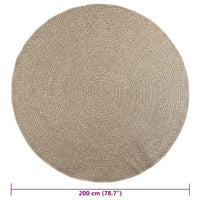 Tappeto ZIZUR Beige Ø 200cm Aspetto Iuta per Interni ed Esterni 4010417