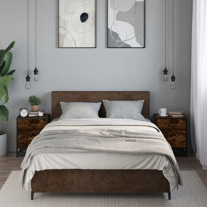 Comodini Rovere Fumo 2 pz-Set di 2 Tavolino da notte 40x31x50 cm in Truciolato 800851