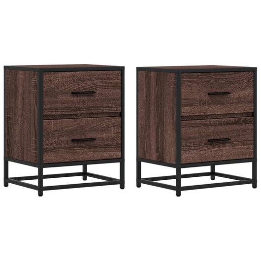 Comodini Rovere Marrone 2 pz-Set di 2 Tavolino da notte 40x31x50 cm in Truciolato 415084