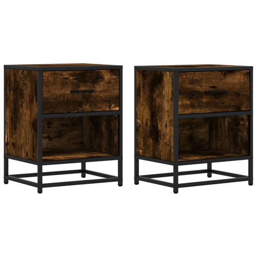 Comodini Rovere Fumo 2 pz-Set di 2 Tavolino da notte 40x31x50 cm in Truciolato 259684
