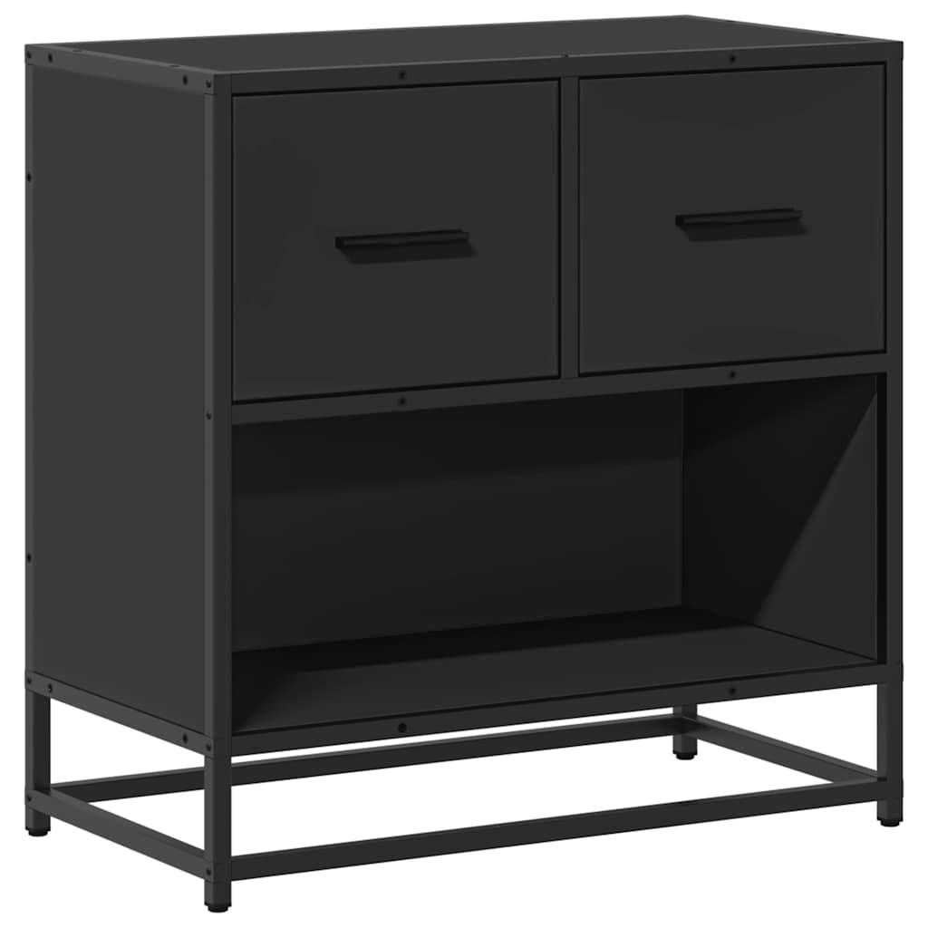 Comodino Nero 60x31x60 cm in Legno Multistrato e Metallo