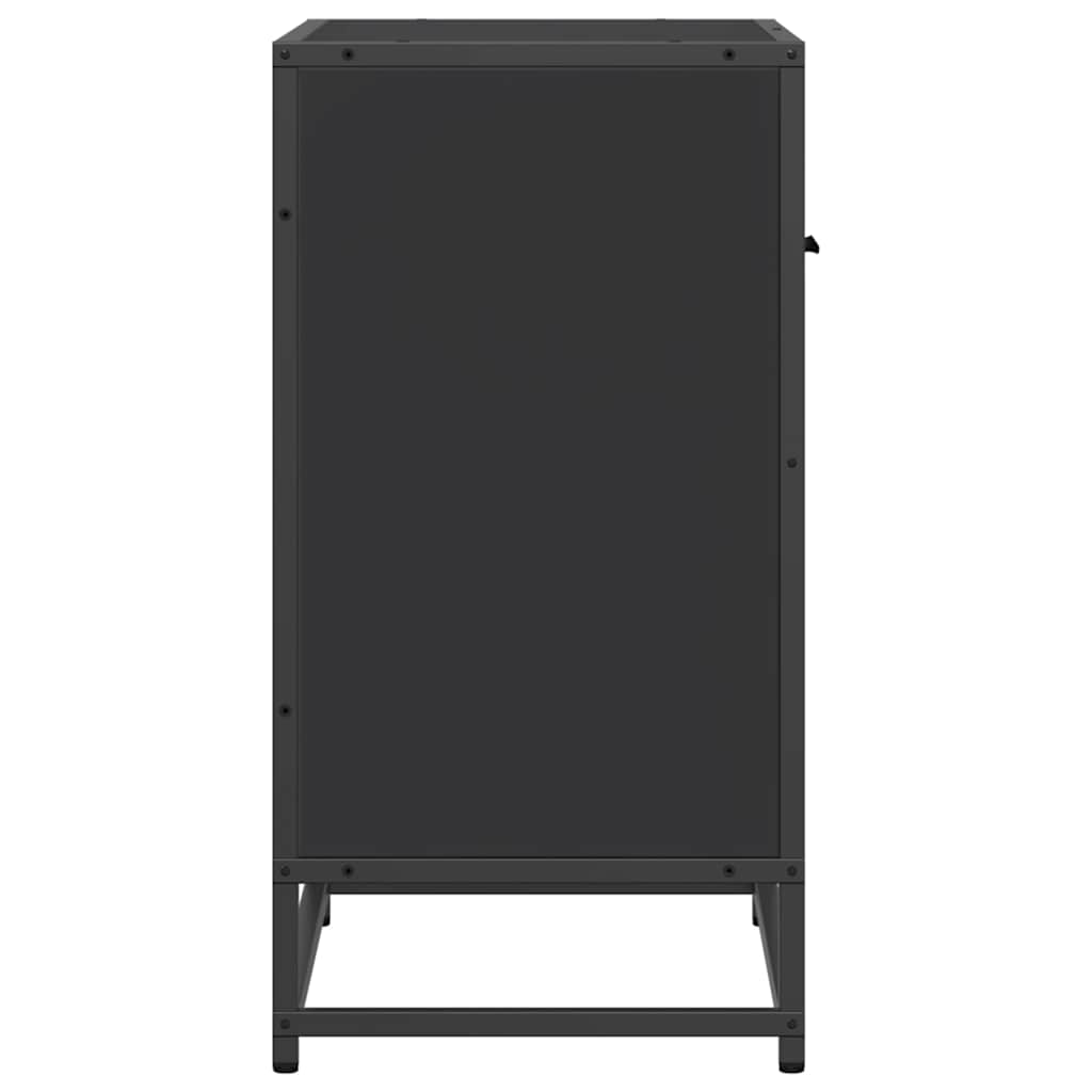 Comodino Nero 60x31x60 cm in Legno Multistrato e Metallo