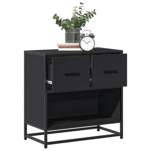 Comodino Nero 60x31x60 cm in Legno Multistrato e Metallo