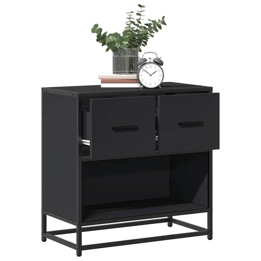 Comodino Nero 60x31x60 cm in Legno Multistrato e Metallo
