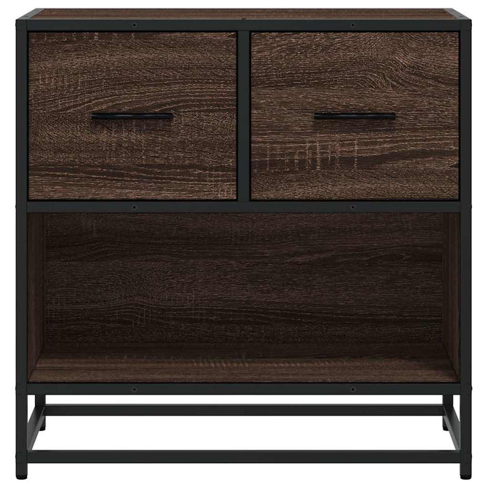 Comodino-Tavolino da notte Rovere Marrone 60x31x60 cm Legno Multistrato e Metallo