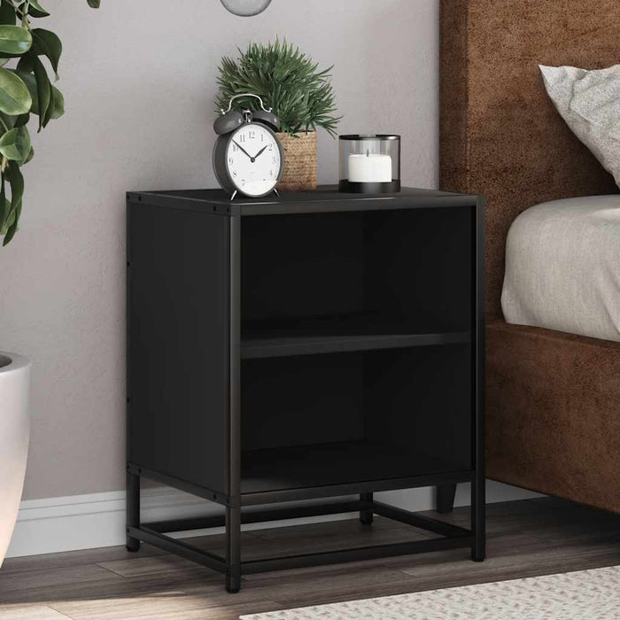 vidaXL Comodino Nero 40x31x50 cm Legno Multistrato e Metallo