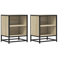 Comodini 2pz-Set di 2 Tavolino da notte Rovere Sonoma 40x31x50cm Legno Multistrato Metallo 587705