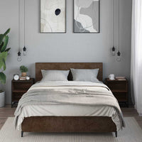 Comodini Rovere Marrone 2 pz-Set di 2 Tavolino da notte Legno Multistrato Metallo