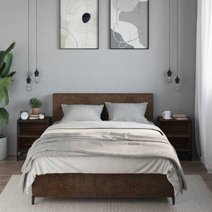Comodini Rovere Marrone 2 pz-Set di 2 Tavolino da notte Legno Multistrato Metallo