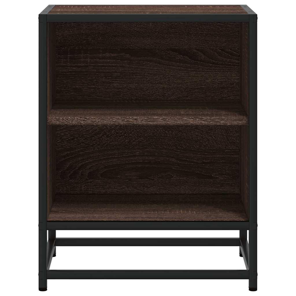 vidaXL Comodini Rovere Marrone 2 pz Legno Multistrato Metallo