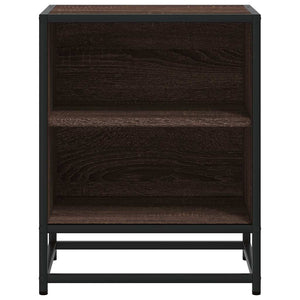 Comodini Rovere Marrone 2 pz-Set di 2 Tavolino da notte Legno Multistrato Metallo