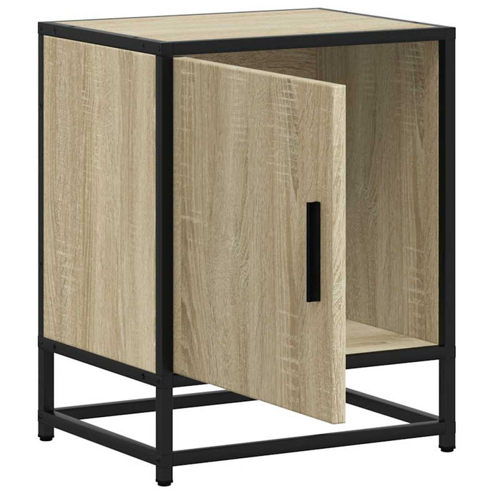 Comodino-Tavolino da notte Rovere Sonoma 40x31x50 cm Legno Multistrato e Metallo 726213