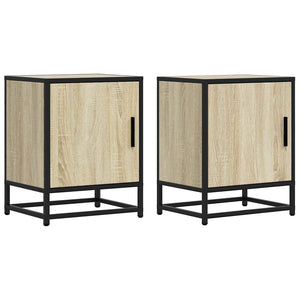 Comodini 2pz-Set di 2 Tavolino da notte Rovere Sonoma 40x31x50cm Legno Multistrato Metallo 371443