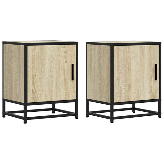 Comodini 2pz-Set di 2 Tavolino da notte Rovere Sonoma 40x31x50cm Legno Multistrato Metallo 371443