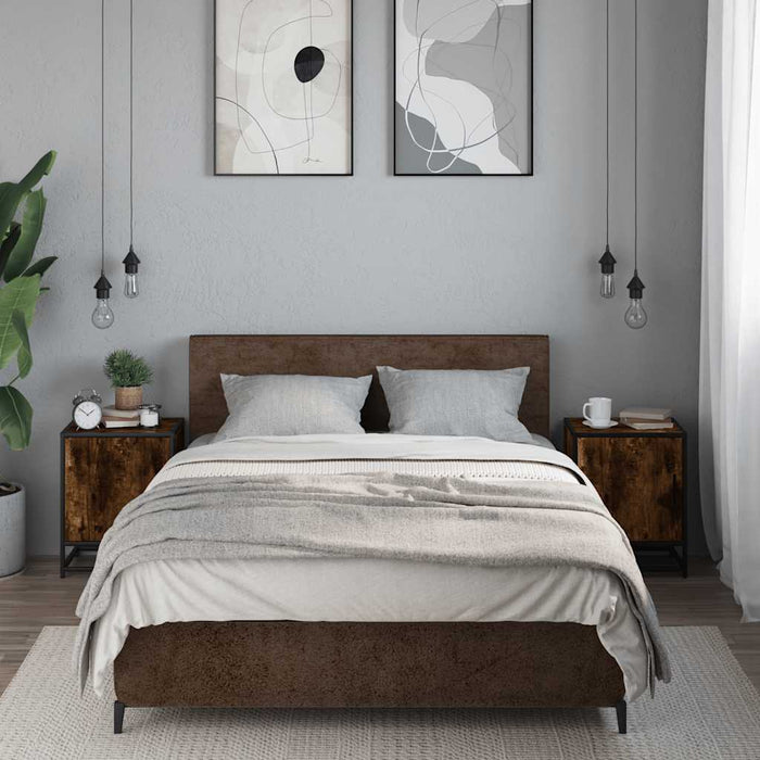 vidaXL Comodini Rovere Fumo 2 pz 40x31x50 cm Legno Multistrato Metallo