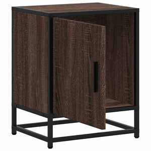 Comodini Rovere Marrone 2 pz Legno Multistrato e Metallo