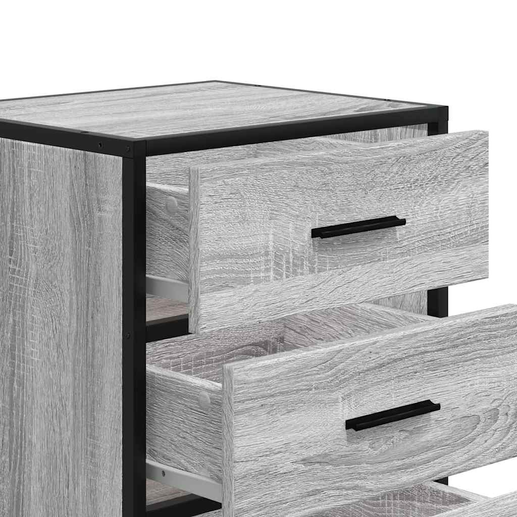vidaXL Comodino Grigio Sonoma 40x34,5x60 cm Legno Multistrato Metallo
