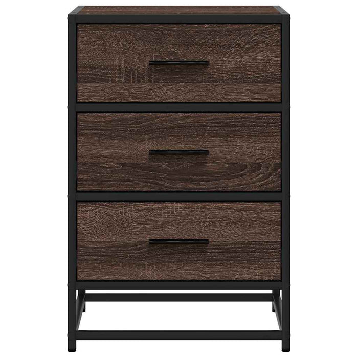 vidaXL Comodino Rovere Marrone 40x34,5x60cm Legno Multistrato Metallo
