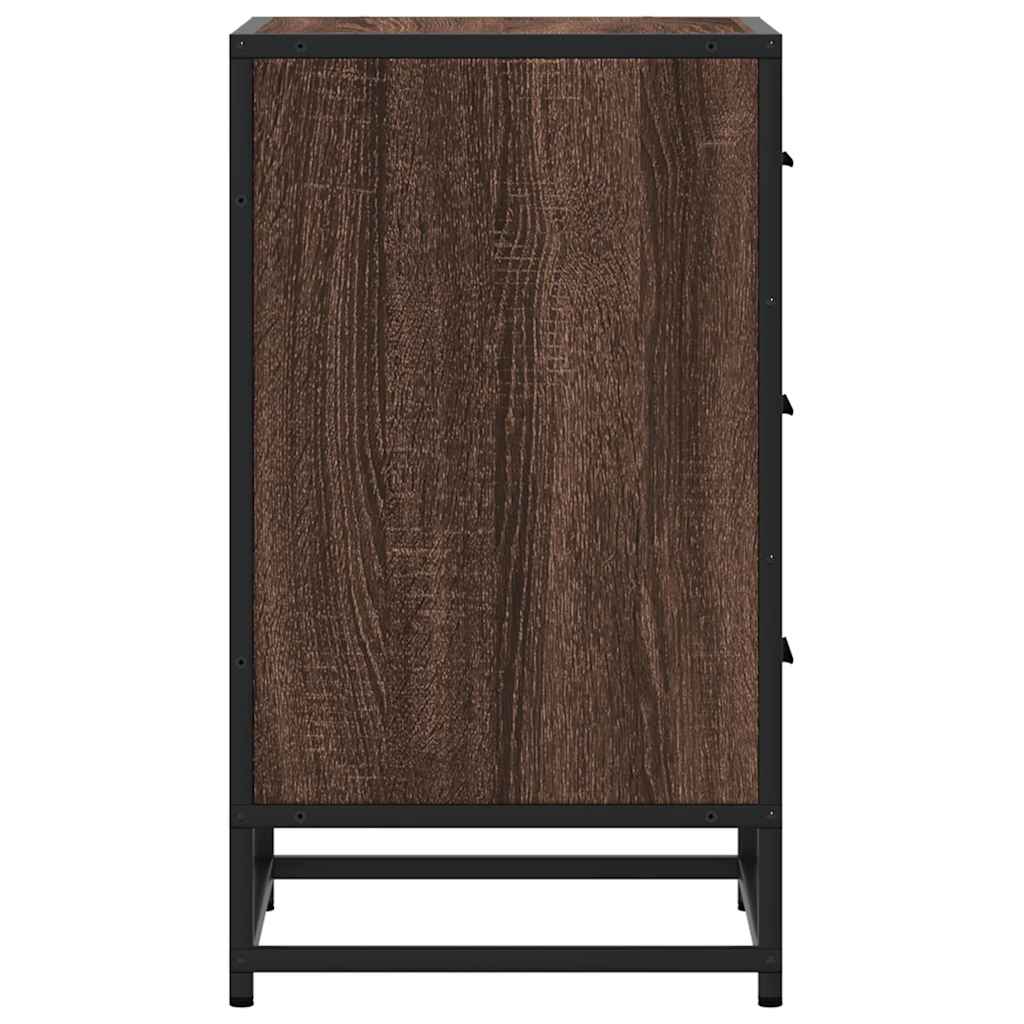 Comodino-Tavolino da notte Rovere Marrone 40x34,5x60cm Legno Multistrato Metallo