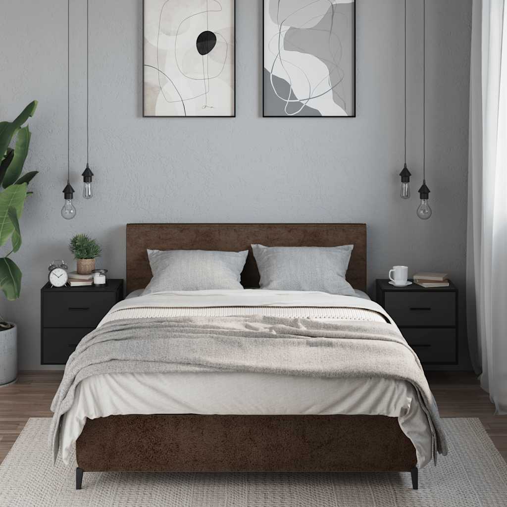 Comodini a Muro 2 pz-Set di 2 Tavolino da notte Nero 40x31x39,5 cm 600717