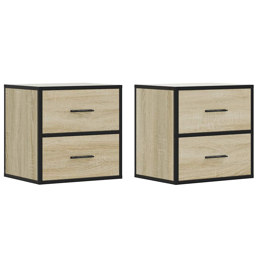 Comodini a Muro 2 pz-Set di 2 Tavolino da notte Rovere Sonoma 40x31x39,5 cm 418124