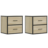 Comodini a Muro 2 pz-Set di 2 Tavolino da notte Rovere Sonoma 40x31x39,5 cm 418124