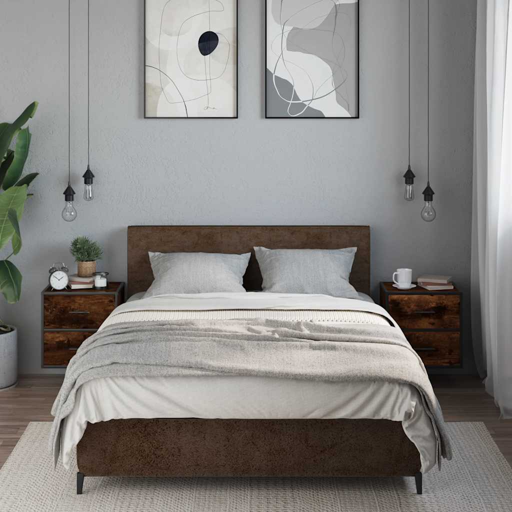 vidaXL Comodini a Muro 2 pz Rovere Fumo 40x31x39,5 cm