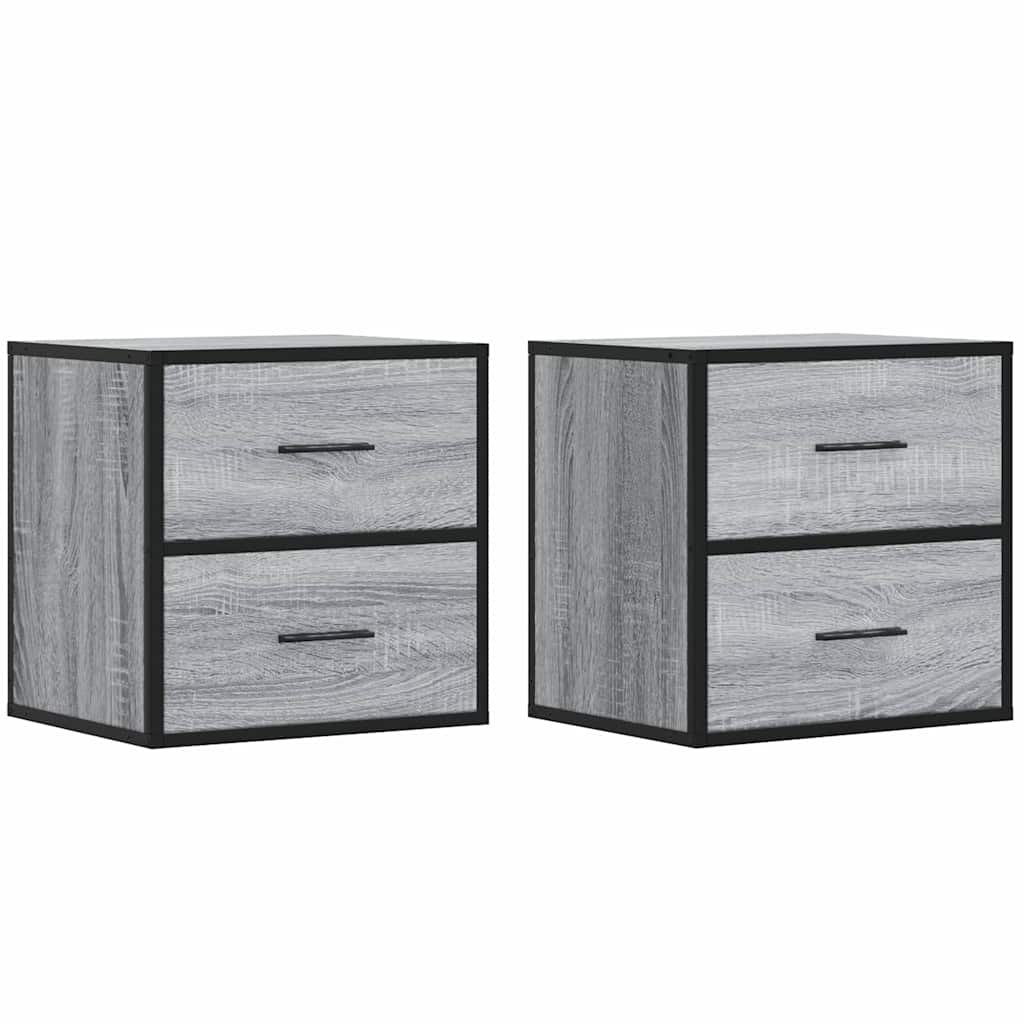 Comodini a Muro 2 pz-Set di 2 Tavolino da notte Grigio Sonoma 40x31x39,5 cm 359171