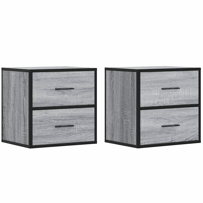 Comodini a Muro 2 pz-Set di 2 Tavolino da notte Grigio Sonoma 40x31x39,5 cm 359171