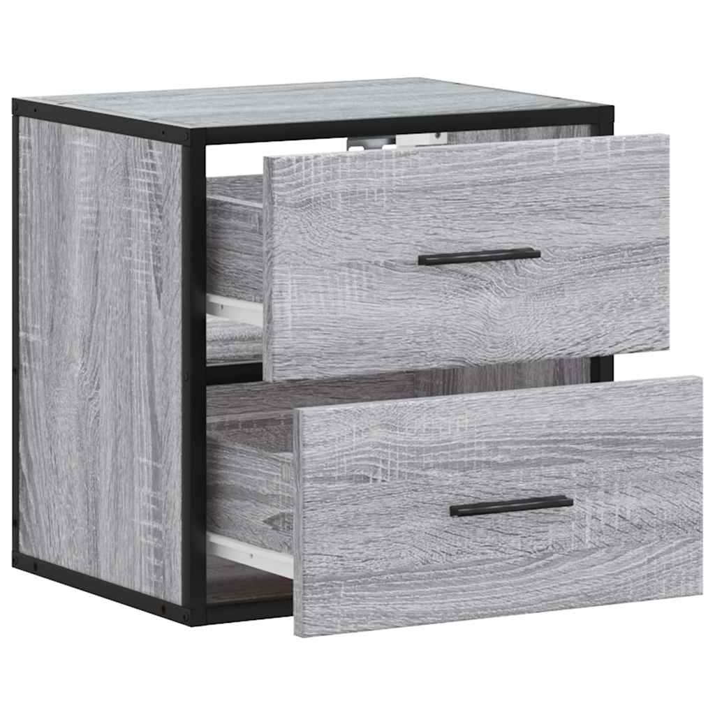 Comodini a Muro 2 pz-Set di 2 Tavolino da notte Grigio Sonoma 40x31x39,5 cm 359171
