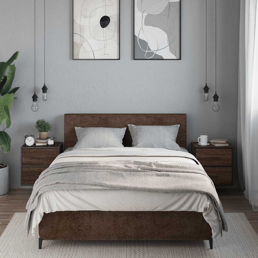 Comodini a Muro 2 pz-Set di 2 Tavolino da notte Rovere Marrone 40x31x39,5 cm 566202