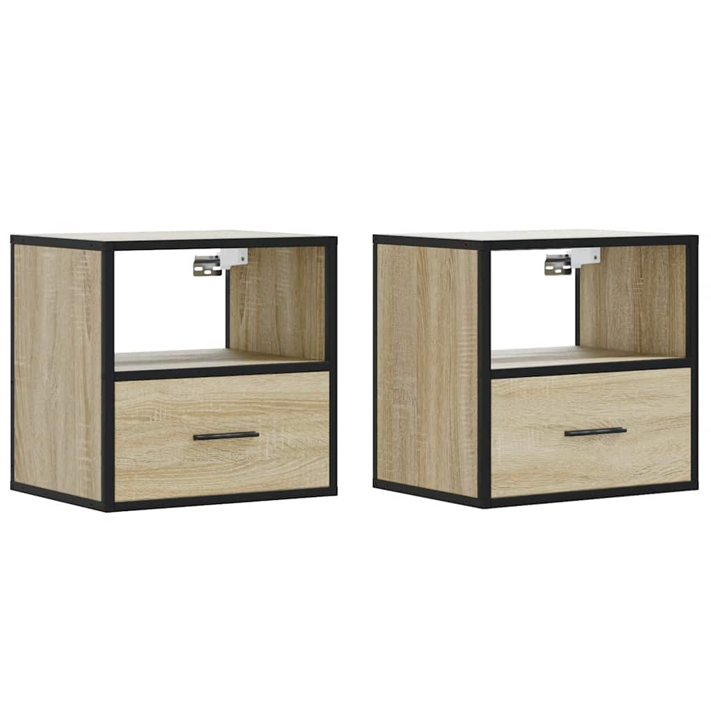 vidaXL Comodini a Muro 2 pz Rovere Sonoma 40x31x39,5 cm