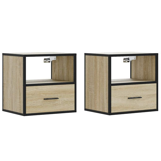 vidaXL Comodini a Muro 2 pz Rovere Sonoma 40x31x39,5 cm