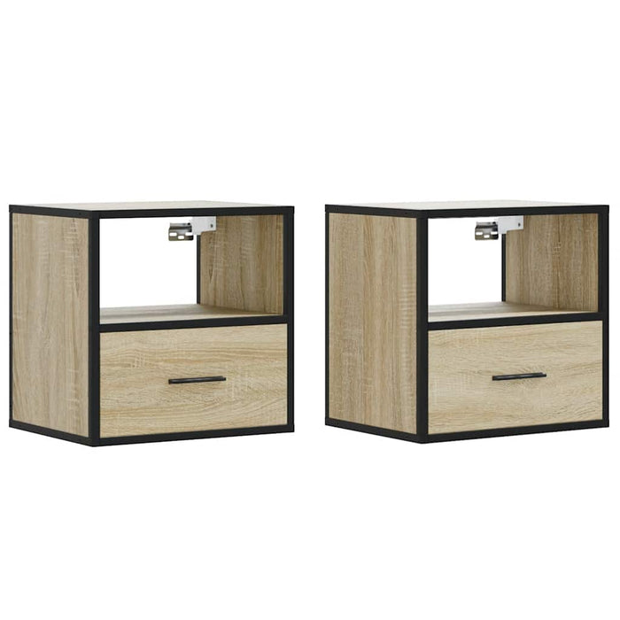 Comodini a Muro 2 pz-Set di 2 Tavolino da notte Rovere Sonoma 40x31x39,5 cm 332441