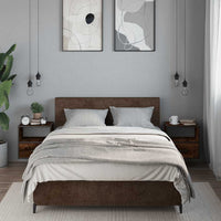 Comodini a Muro 2 pz Rovere Fumo 40x31x39,5 cm