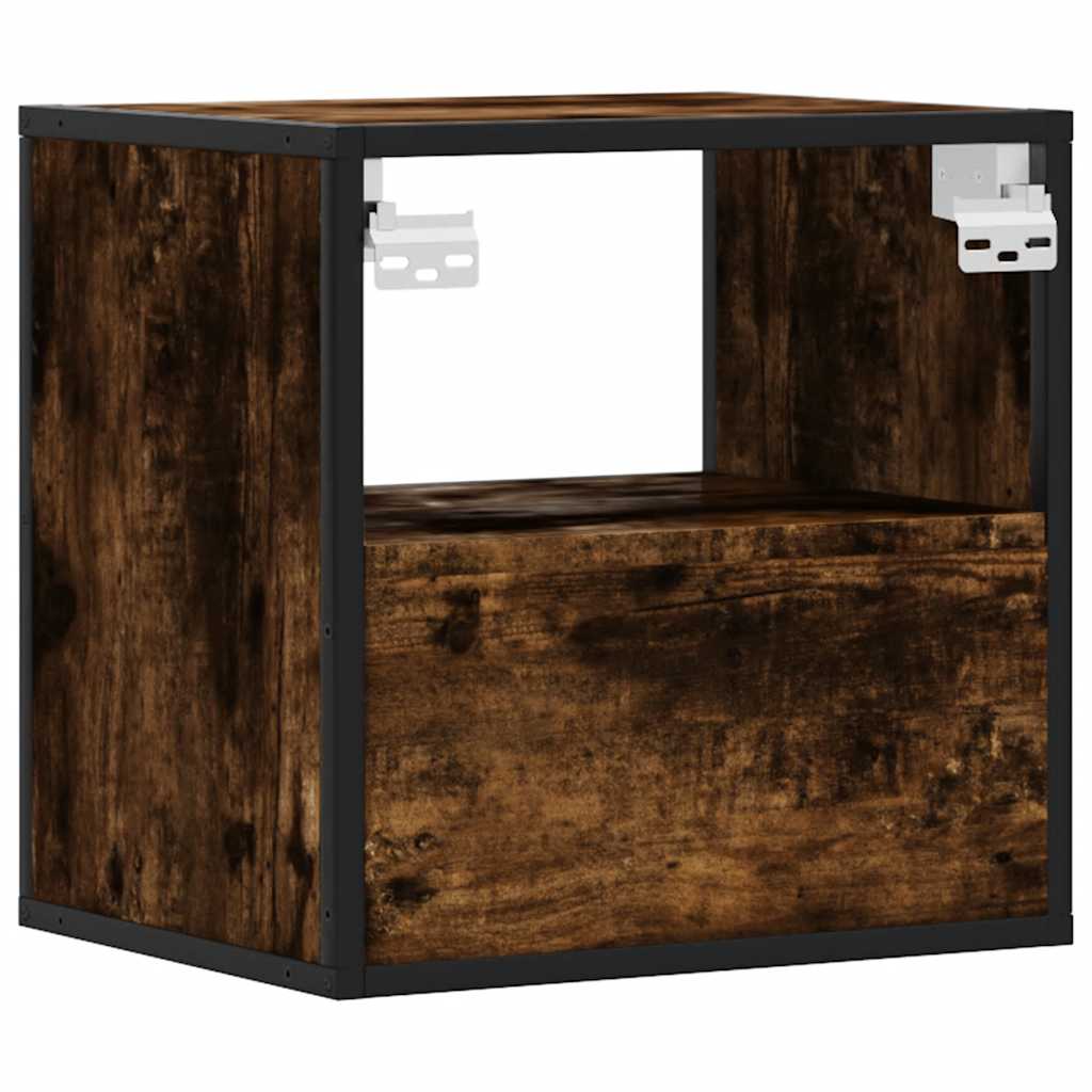 Comodini a Muro 2 pz-Set di 2 Tavolino da notte Rovere Fumo 40x31x39,5 cm 696526