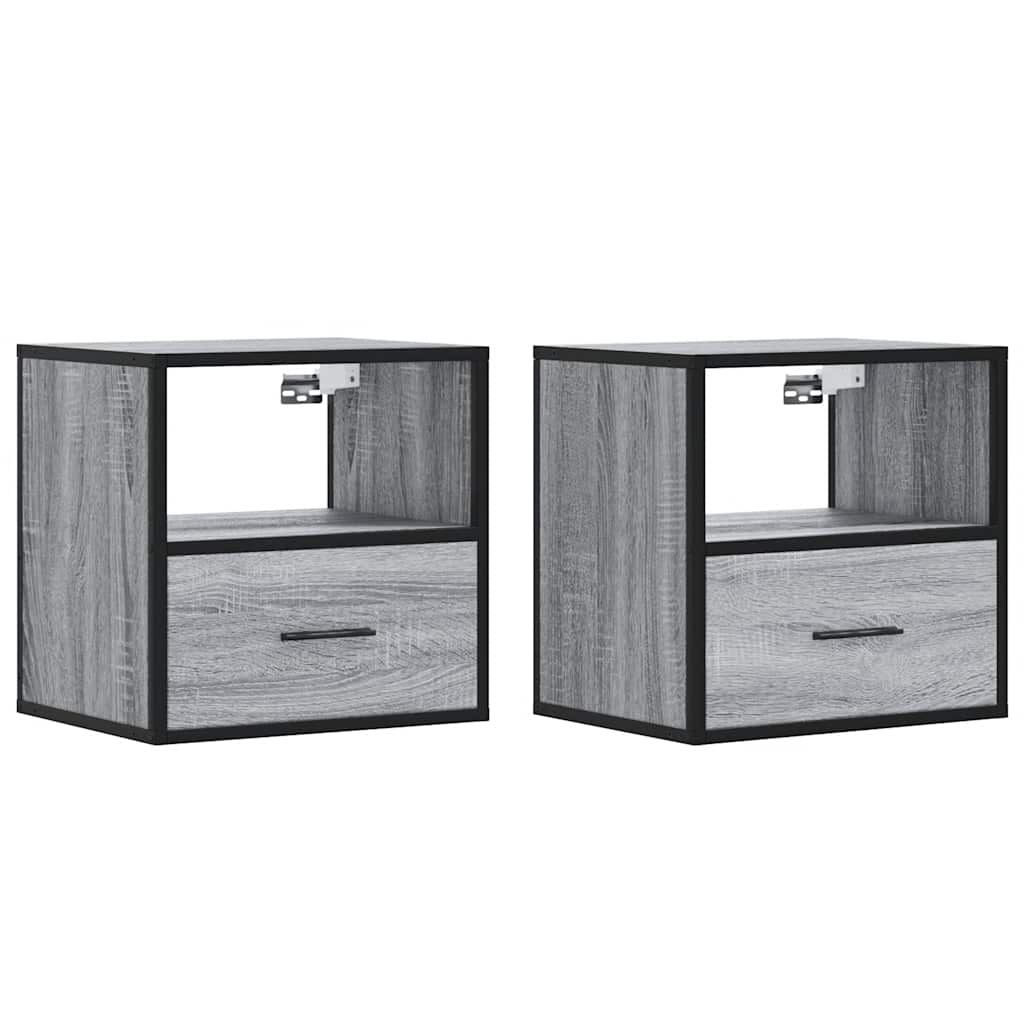 vidaXL Comodini a Muro 2 pz Grigio Sonoma 40x31x39,5 cm