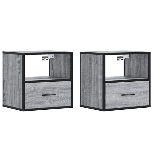 vidaXL Comodini a Muro 2 pz Grigio Sonoma 40x31x39,5 cm
