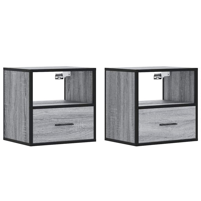 vidaXL Comodini a Muro 2 pz Grigio Sonoma 40x31x39,5 cm