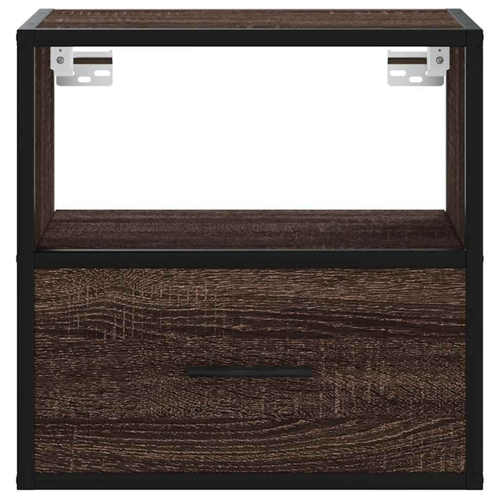 Comodino a Muro-Tavolino da notte sospeso Rovere Marrone 40x31x39,5 cm 516977