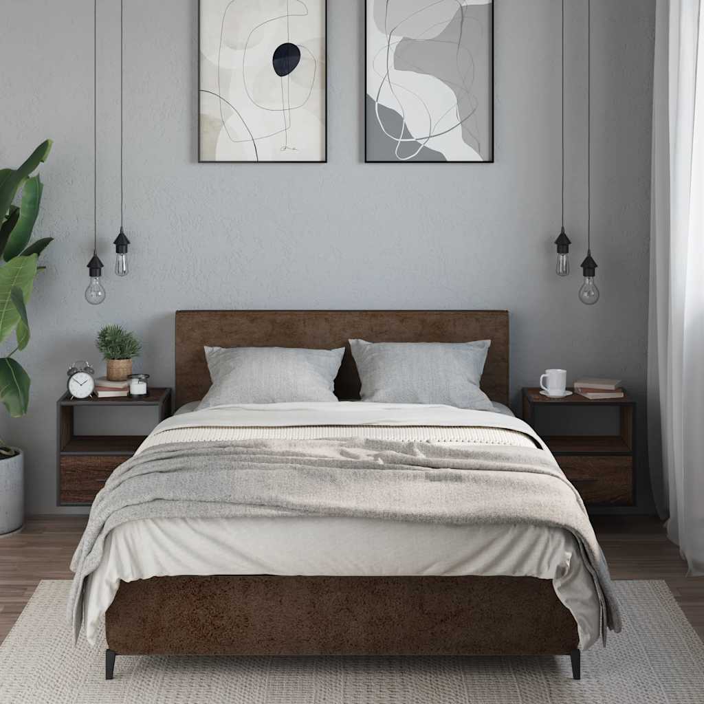 Comodini a Muro 2 pz-Set di 2 Tavolino da notte Rovere Marrone 40x31x39,5 cm 724571