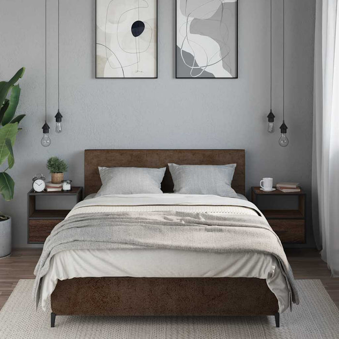 Comodini a Muro 2 pz-Set di 2 Tavolino da notte Rovere Marrone 40x31x39,5 cm 724571