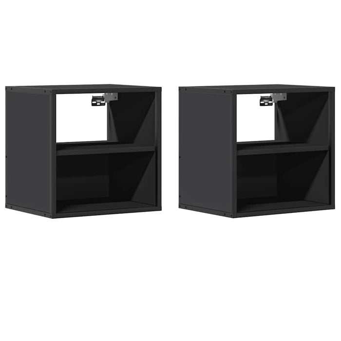 Comodini a Muro 2 pz Nero 40x31x39,5 cm