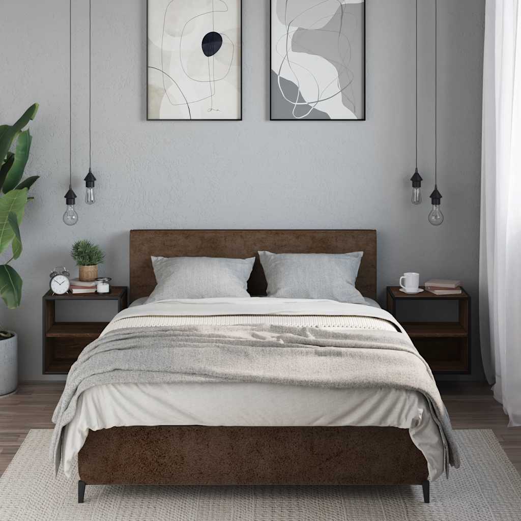 Comodini a Muro 2 pz-Set di 2 Tavolino da notte Rovere Marrone 40x31x39,5 cm 613635